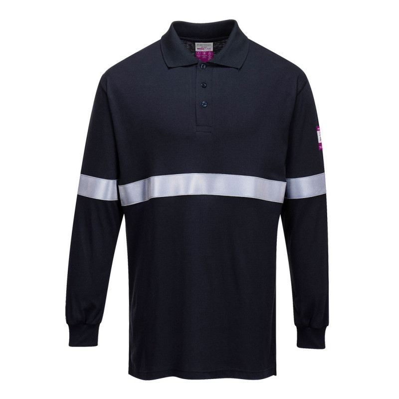 Tricou Polo cu Maneci Lungi Antistatic si Ignifug cu Benze Reflectorizante
